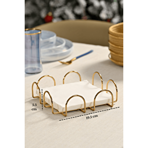 Parlak Altın 18 Cm Peçetelik Büyük Boy Peçete Standı Kafe Restoran Otel Paslanmaz Metal
