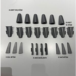 8 Cm Antrasit Düz Süpürgelik Iç Köşe Dış Köşe Aparat