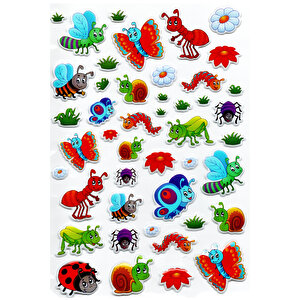 Sticker Kabartmalı A4 Boyutunda Stiker Defter, Planlayıcı Etiket, -(lim087) - Sevimli Böcekler
