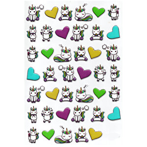 Sticker Kabartmalı A4 Boyutunda Stiker Defter, Planlayıcı Etiket-(lim221) - Unicorn Kalp