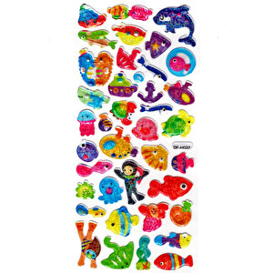 Işıltılı Sticker Kabartmalı Stiker Defter Planlayıcı Etiket (dfh037)-18x9cm- Balık Dalgıç