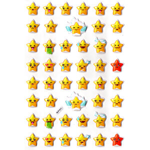 Sticker Kabartmalı A4 Boyutunda Stiker Defter, Planlayıcı Etiket-(lim517) - Yıldız Emoji