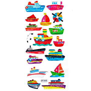 Işıltılı Sticker Kabartmalı Stiker Defter Planlayıcı Etiket (dfh009)-18x9cm- Gemi