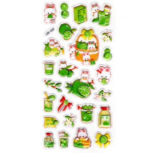 Sticker Kabartmalı Stiker Defter Planlayıcı Etiket (lde039)-19x9cm - Tavşan Ve Limon