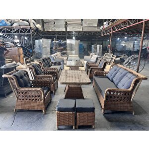 3+1+1 Rattan Bahçe Mobi̇lyasi Masali 2 Puf Hedi̇ye Garanti̇li̇