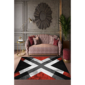 Makinede Yıkanabilir Leke Tutmaz  renkli Pvc Deri Kaymaz Taban Simetrik Salon Halısı 550-06 120x180 cm