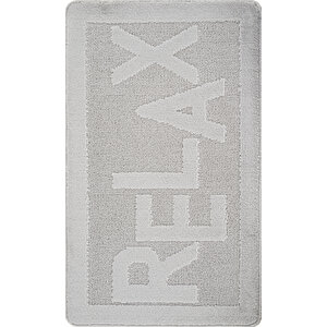 Doğal Kaymaz Taban Banyo Paspas Uzun Ömürlü Yumuşak Dokulu Su Emici Yıkanabilir Yazılı Paspas Relax 60x100 Gri