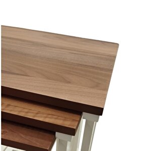 T.concept Dekoratif Dayanıklı Tekerli Zigon Sehpa Krem / Ceviz -503