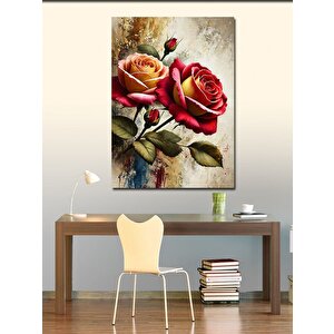 Kanvas Tablo Kırmızı Ve Sarı Güller 100x140 cm