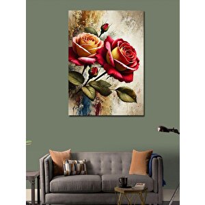 Kanvas Tablo Kırmızı Ve Sarı Güller 100x140 cm
