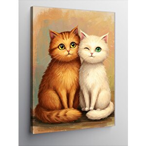 Kanvas Tablo Sarı Ve Beyaz Kedi 100x140 cm