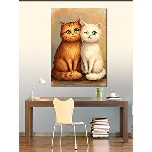 Kanvas Tablo Sarı Ve Beyaz Kedi 100x140 cm