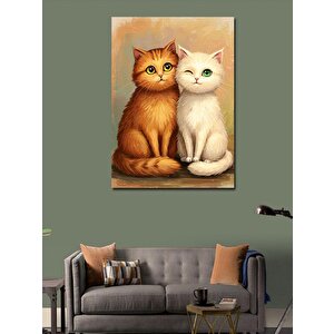 Kanvas Tablo Sarı Ve Beyaz Kedi 100x140 cm