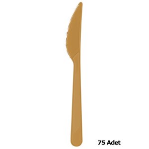 Plastik Gold Altın Renkli Lüx Parti Doğum Günü Bıçak - 18 Cm. - 25 Adetlik 3 Paket