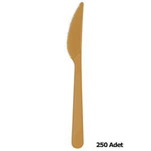 Plastik Gold Altın Renkli Lüx Parti Doğum Günü Bıçak - 18 Cm. - 25 Adetlik 10 Paket