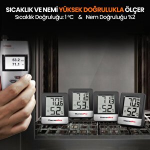 Thermopro Tp49b Mini Iç Mekan Dijital Sıcaklık Ve Nem Ölçer Termometre 3 Adet