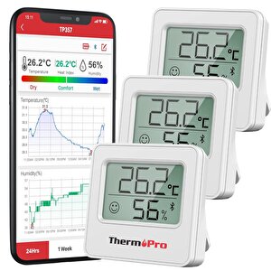 Thermopro Tp357 Akıllı İç Mekan Sıcaklık Ve Nem Ölçer Termometre - 3 Adet