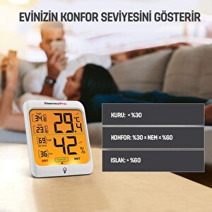 ThermoPro TP53 Termometre İç Mekan Dijital Sıcaklık ve Nem Ölçer - 2 Adet