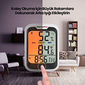 Thermopro Tp358-2x Telefon Kontrollü, Saatli İç Mekan Sıcaklık Ve Nem Ölçer Termometre 2 Adet