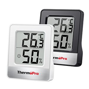 Thermopro Tp49w-b Mini İç Mekan Dijital Isı Ve Nem Ölçer Termometre Siyah-beyaz