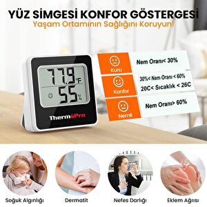 Thermopro Tp157 İç Mekan (sera, Dolap, Bebek Odası) Hassas Sıcaklık Ve Nem Ölçer Mini Termometre 3 Adet