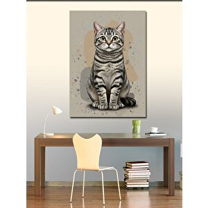 Kanvas Tablo Sevimli Gri Kedi 50x70 cm