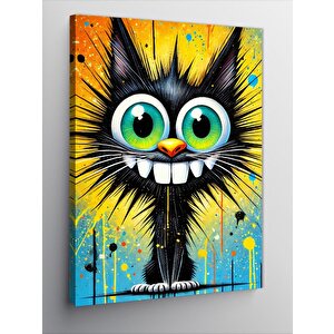 Kanvas Tablo Komik Kedi Çizimi 100x140 cm