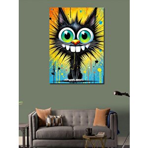 Kanvas Tablo Komik Kedi Çizimi 100x140 cm
