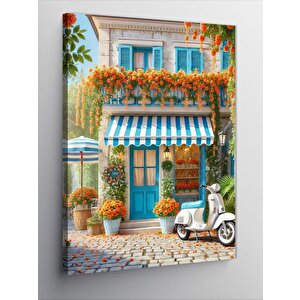 Kanvas Tablo Mavi Kapılı Şirin Ev 70x100 cm