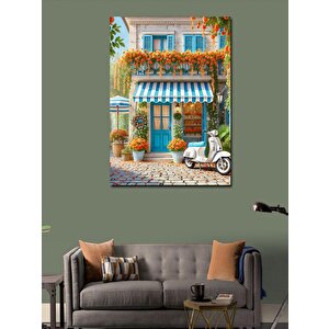 Kanvas Tablo Mavi Kapılı Şirin Ev 70x100 cm