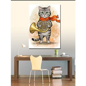 Kanvas Tablo Müzik Çalan Kedi 50x70 cm