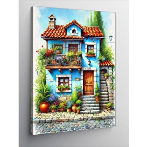 Kanvas Tablo Masalsı Mavi Ev 70x100 cm