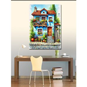 Kanvas Tablo Masalsı Mavi Ev 70x100 cm