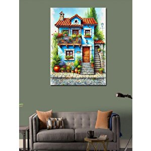 Kanvas Tablo Masalsı Mavi Ev 70x100 cm