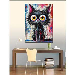 Kanvas Tablo Renkli Gözlü Kedi 100x140 cm