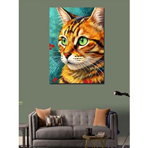 Kanvas Tablo Renkli Kedi Portresi 100x140 cm