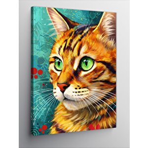 Kanvas Tablo Renkli Kedi Portresi 50x70 cm
