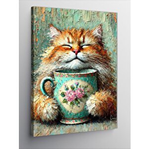 Kanvas Tablo Çay Fincanında Kedi 50x70 cm