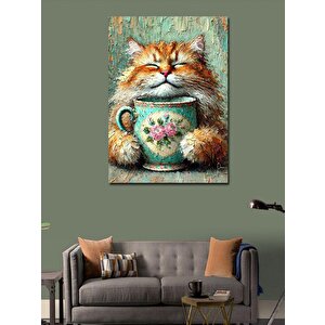 Kanvas Tablo Çay Fincanında Kedi 50x70 cm