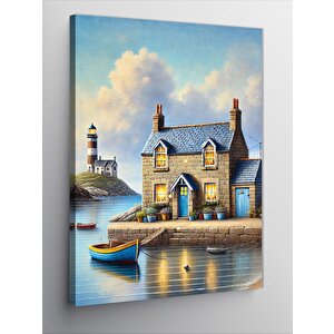 Kanvas Tablo Deniz Kenarındaki Ev 100x140 cm