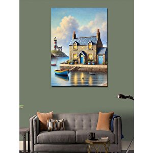 Kanvas Tablo Deniz Kenarındaki Ev 100x140 cm