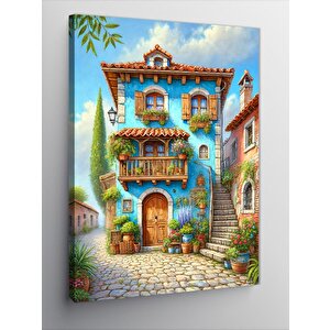 Kanvas Tablo Renkli Ev Ve Taş Sokak 100x140 cm