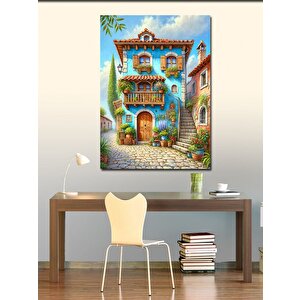 Kanvas Tablo Renkli Ev Ve Taş Sokak 100x140 cm