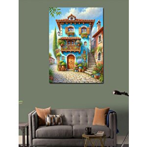 Kanvas Tablo Renkli Ev Ve Taş Sokak 100x140 cm