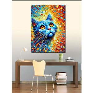 Kanvas Tablo Renkli Kedi İllüstrasyonu 70x100 cm