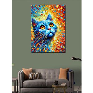 Kanvas Tablo Renkli Kedi İllüstrasyonu 70x100 cm