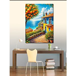 Kanvas Tablo Tropikal Ev Ve Ağaçlar 100x140 cm