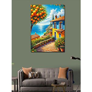 Kanvas Tablo Tropikal Ev Ve Ağaçlar 100x140 cm