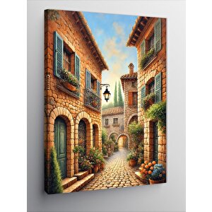 Kanvas Tablo Renkli Taş Sokak Manzarası 100x140 cm