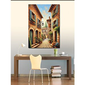 Kanvas Tablo Renkli Taş Sokak Manzarası 100x140 cm